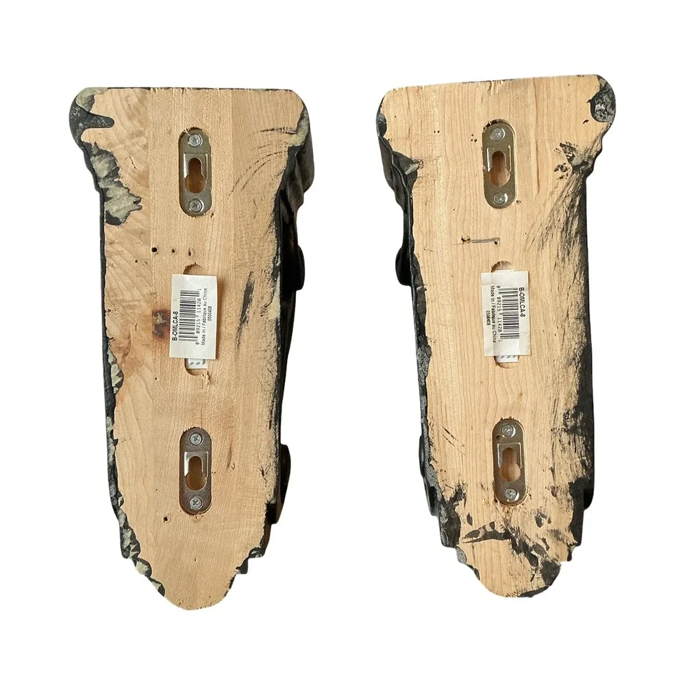 Set of 2 Black‎ Ornate Decorative Shelf Corbel Brackets B-OMLCA-8 9.75x4.5in